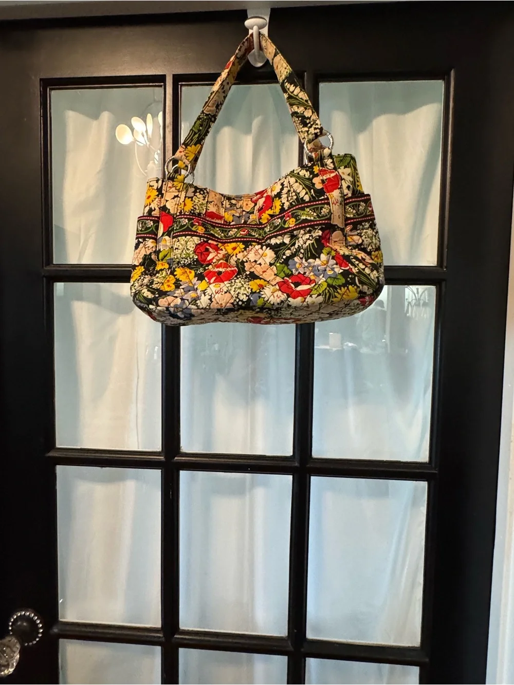 Vera Bradley Black Multi Floral Quilted Shoulder Bag